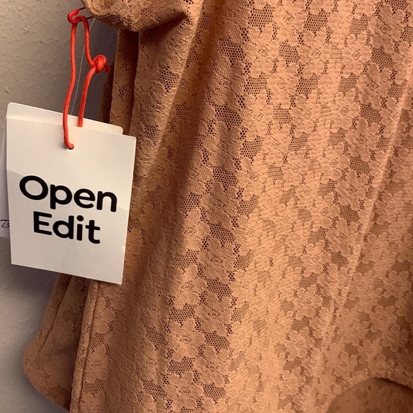 Open Edit Mock Neck Lace Bodysuit in Tan Mocha, Size Small 🤩 T15 - Picture 6 of 8